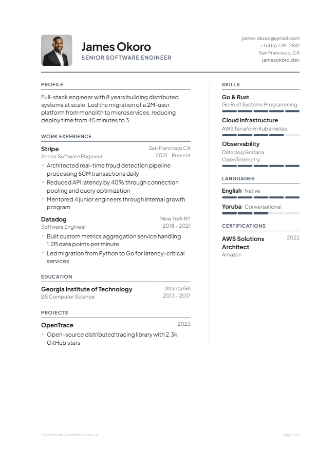 AI resume builder professional template