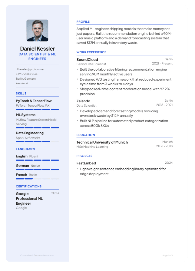 Resume maker bold template with blue header